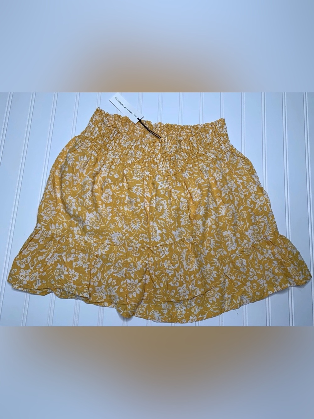 Cupcakes & Cashmere Womens Skirt Elasticized Waist Yellow Small NEW 359